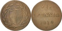 German States Pfennig Coin, FRANKFURT AM MAIN, Copper, KM:Tn6 -