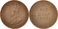 Australia 1/2 Penny Coin, George V, Bronze, KM:22 -