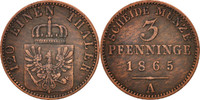 German States 3 Pfennig Coin, PRUSSIA, Wilhelm I, Copper -