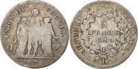 France 5 Francs Coin, Union et Force, Bayonne, Silver -