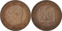 France 2 Centimes Coin, Napoleon III, Napoléon III, Lyon -
