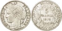 France 5 Francs Coin, Cérès, Paris, Silver, KM:819 -