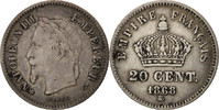 France 20 Centimes Coin, Napoleon III, Napoléon III, Strasbourg -