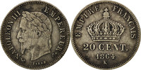 France 20 Centimes Coin, Napoleon III, Napoléon III, Bordeaux -