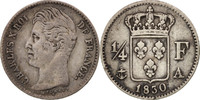 France 1/4 Franc Coin, Charles X, Paris, Silver, KM:722.1 -