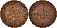 German States Pfennig Coin, PRUSSIA, Wilhelm I, Copper -