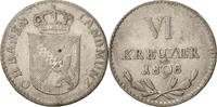 German States 6 Kreuzer Coin, BADEN, Karl Friedrich, Silver -