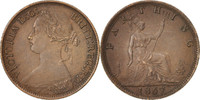 Great Britain Farthing Coin, Victoria, Bronze, KM:747.2 -