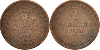 German States 2 Pfennig Coin, SAXONY-ALBERTINE, Johann -