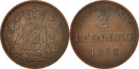 German States 2 Pfennig Coin, BAVARIA, Ludwig II, Copper -