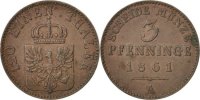 German States 3 Pfennig Coin, PRUSSIA, Wilhelm I, Berlin -