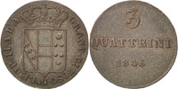 ITALIAN STATES 3 Quattrini Coin, TUSCANY, Leopold II, Copper -