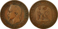 France 10 Centimes Coin, Napoleon III, Napoléon III, Strasbourg -