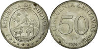 Bolivia 50 Centavos Coin, Nickel Clad Steel, KM:190 -