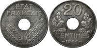 France 20 Centimes Coin, État français, Paris, Iron -