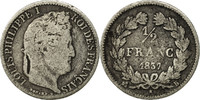 France 1/2 Franc Coin, Louis-Philippe, Rouen, Silver -