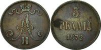 Finland 5 Pennia Coin, Alexander II, Copper, KM:4.2 -