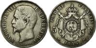France 5 Francs Coin, Napoleon III, Paris, KM 782.1 -