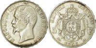 France 5 Francs Coin, Napoleon III, Lyon, KM 782.3 -