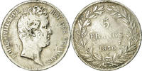 France 5 Francs Coin, Louis-Philippe, Lille, Sans le I -