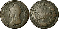 France Decime Coin, Dupré, Bordeaux, Bronze, KM:644.8 -