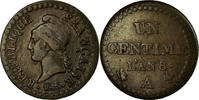 France Centime Coin, Dupré, Paris, Bronze, KM:646 -
