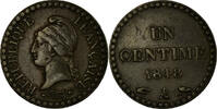 France Centime Coin, Dupré, Paris, Bronze, KM:754 -