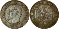 France 2 Centimes Coin, Napoleon III, Bordeaux, EF'40-45), KM 776.5 -