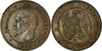 France 2 Centimes Coin, Napoleon III, Strasbourg, KM 776.3 -