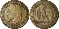 France 5 Centimes Coin, Napoleon III, Bordeaux, KM 797.3 -