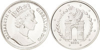 Gibraltar 14 Ecus Coin, Elizabeth II, Silver, KM:495 -