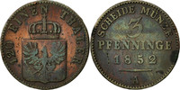 German States 3 Pfennig Coin, PRUSSIA, Friedrich Wilhelm IV, Berlin -