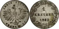 German States Kreuzer Coin, FRANKFURT AM MAIN, Silver, KM:312 -