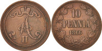 Finland 10 Pennia Coin, Alexander II, Copper, KM:5.1 -