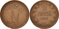 Finland 10 Pennia Coin, Nicholas II, Copper, KM:14 -