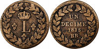 France 1 Décime Louis XVIII, Strasbourg, Bronze -