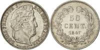 France 50 Centimes Coin, Louis-Philippe, Paris, Silver -