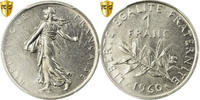 France Franc Coin, Semeuse, Paris, PCGS, MS65, Nickel, KM:925.1, graded -