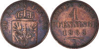 German States 4 Pfennige Coin, Berlin, Copper -