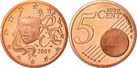 France 5 Euro Cent 2009 Paris Proof / BE, Copper Plated Steel, KM:1284 MS(65-70)