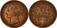 Straits Settlements Cent Coin, Victoria, Copper, KM:6 -