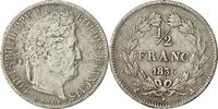 France 1/2 Franc Coin, Louis-Philippe, Paris, Silver, Gad 408 -