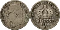 France 50 Centimes Coin, Napoleon III, Bordeaux, Silver -