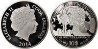 Cook Islands 10 Dollars Coin, Written Language, Silver -