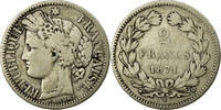 France 2 Francs Coin, Cérès, Bordeaux, Silver, KM:816.2 -