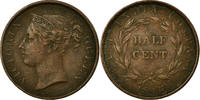 Straits Settlements 1/2 Cent Coin, Victoria, Copper, KM:2 -