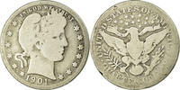 United States Quarter Coin, Barber Quarter, U.S. Mint, New Orleans -