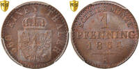 German States Pfennig Coin, PRUSSIA, Wilhelm I, Berlin, PCGS, MS64BN -