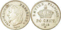 France 20 Centimes Coin, Napoleon III, Strasbourg -