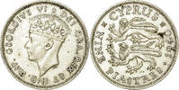 Cyprus 9 Piastres Coin, George VI, Silver, KM:25 -